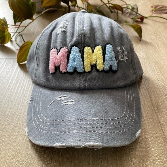 Gray Mama Logo Patch Stony Clover look VTG Wash Distressed Baseball Hat - Picture 2 of 3